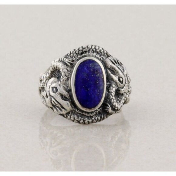 Sterling Silver Natural Lapis Lazuli Ring Size 9 1/4 - Picture 1 of 8